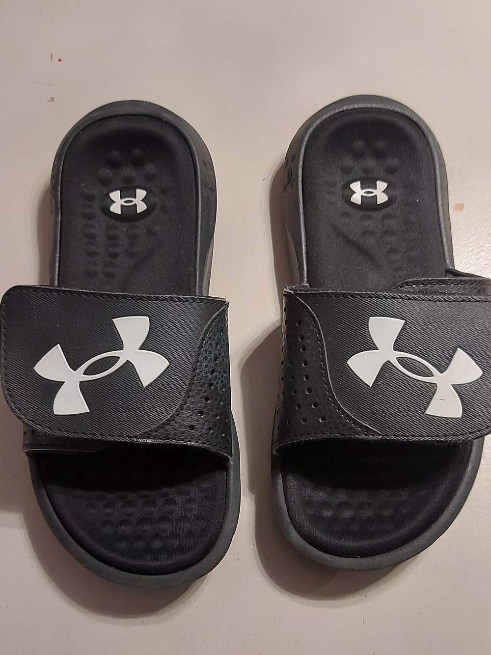 Under Armour Kids Black Slide Sandals with White Logo
